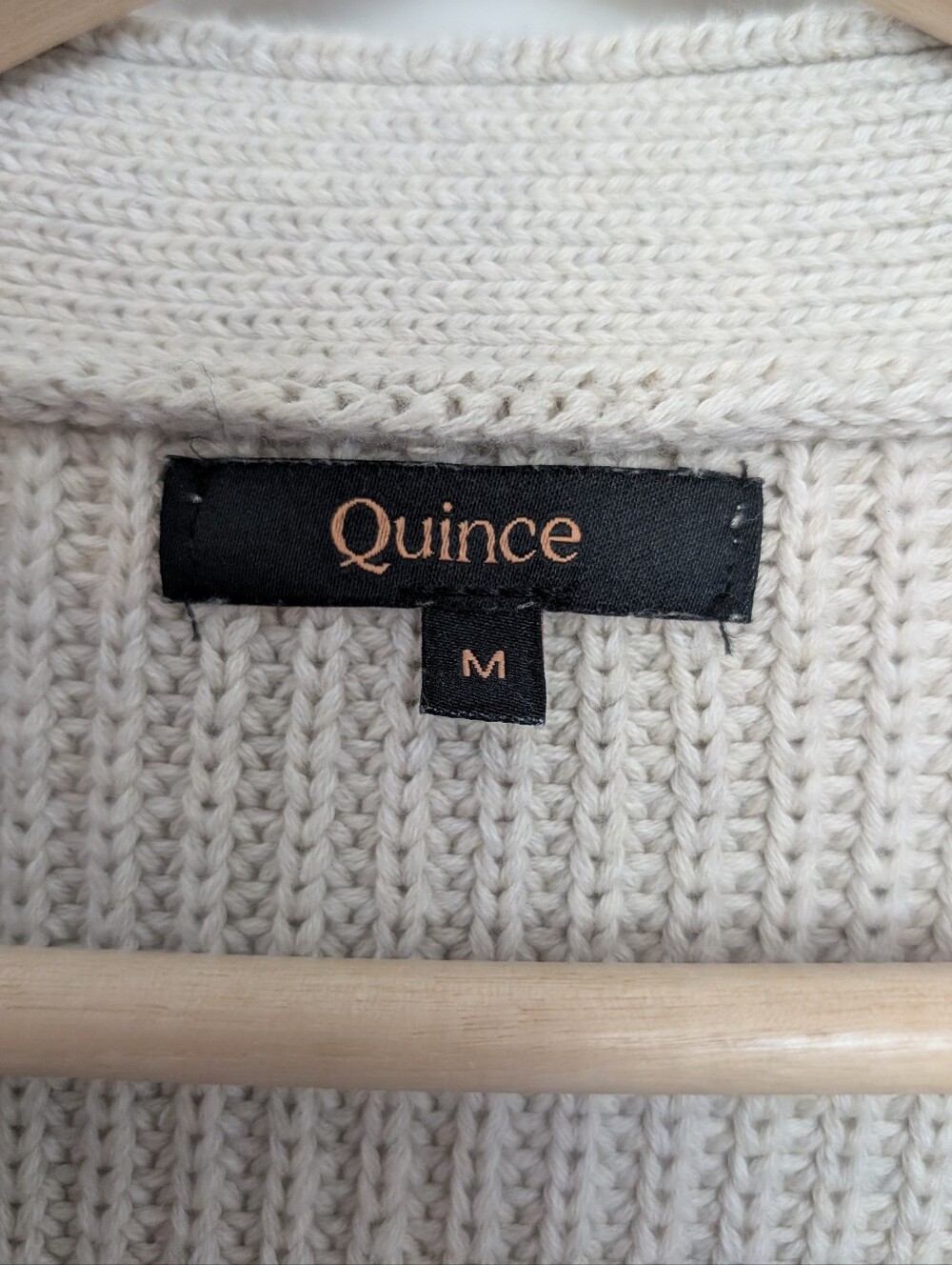 Quince Cream Ribbed V-Neck Button-Front Cardigan - Picture 4 of 9